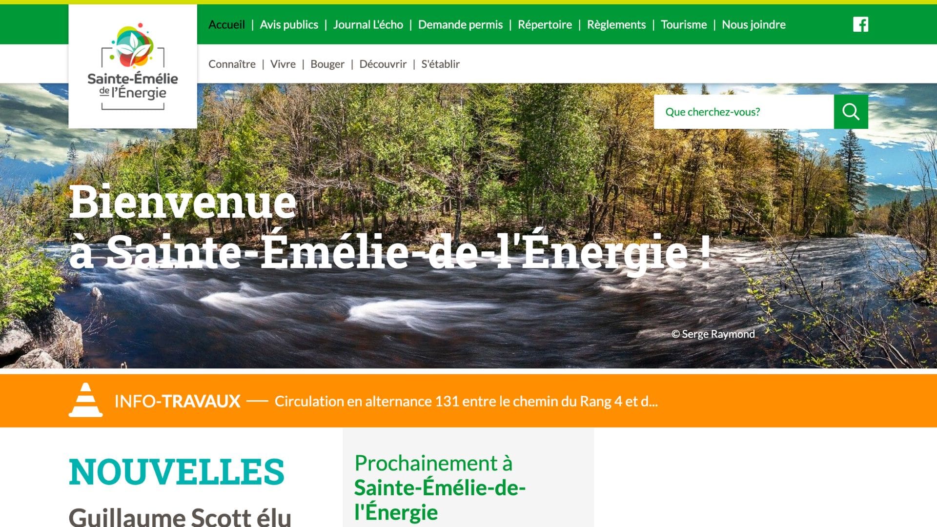 Site Internet de la ville de Sainte-Émélie-de-l'Énergie au Québec