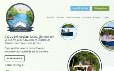 Refonte du site Internet de L’île au pré sur l’eau, balades fluviales sur la Sambre dans l’Avesnois et location de bateaux électriques sans permis
